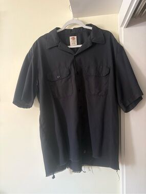 Dickies Black Short-Sleeve Button-Down Work Shirt